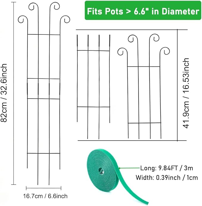 32.6inch Plant Trellis for Climbing Plants Indoors & Outdoor, Garden Trellis for Potted Plants, Rust-Proof Metal Sturdy Yet Gentle Climbing Stakes Support for Ivy Pothos Hoya Monstera (6pcs)