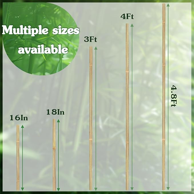 Plant Stakes,20Pcs Bamboo Stakes,18 Inches Natural Bamboo Plant Support Stakes,Bamboo Stakes for Indoor and Outdoor Plants Tomatoes Beans Flowers Potted Plants Climbing Support