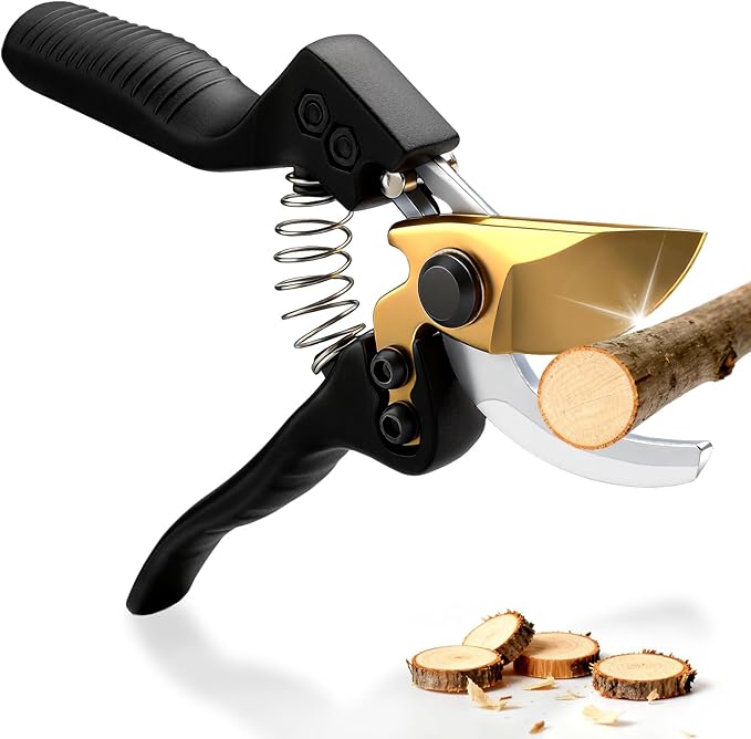 Pruning Shears for Gardening Heavy Duty Bypass Garden Shears With SK5 Steel Blade Professional Hand Pruners Clippers Sharp Scissors Tools for Weak Hands Yard Rose Flower Snip Trimming Plant Branches