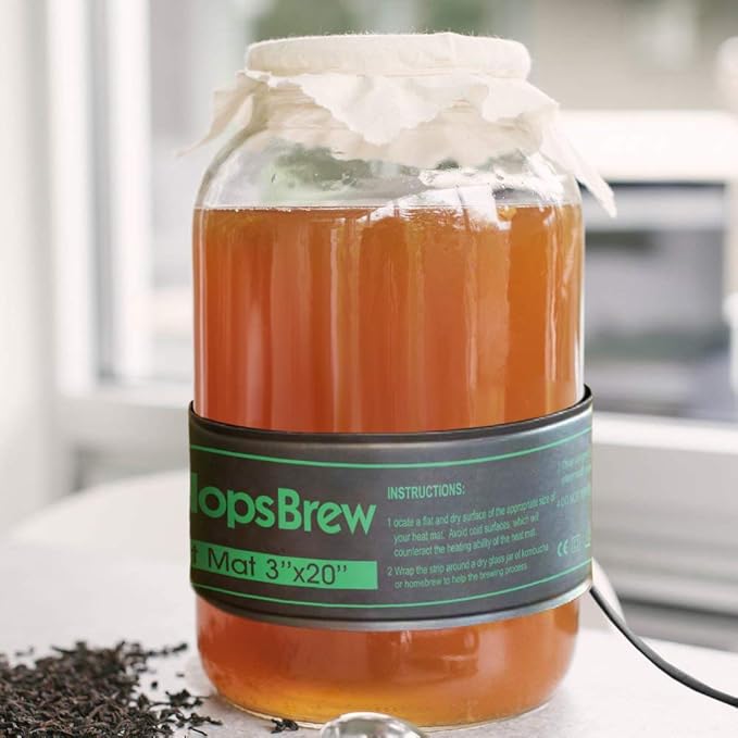 3"x20" Kombucha Wrap Around Fermentation Heating Strip or Seed Starting Heating Mat with Horizontal Thermometer