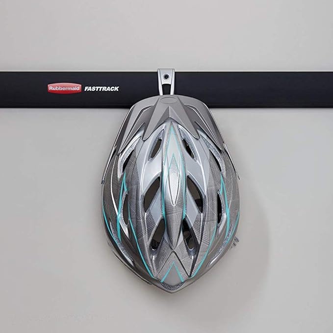 Rubbermaid Universal Powder Coaded Metallic Fasttrack Hanging Garage Hook Organizers for Ladder, Tool, and Bike Storage (6 Pack)