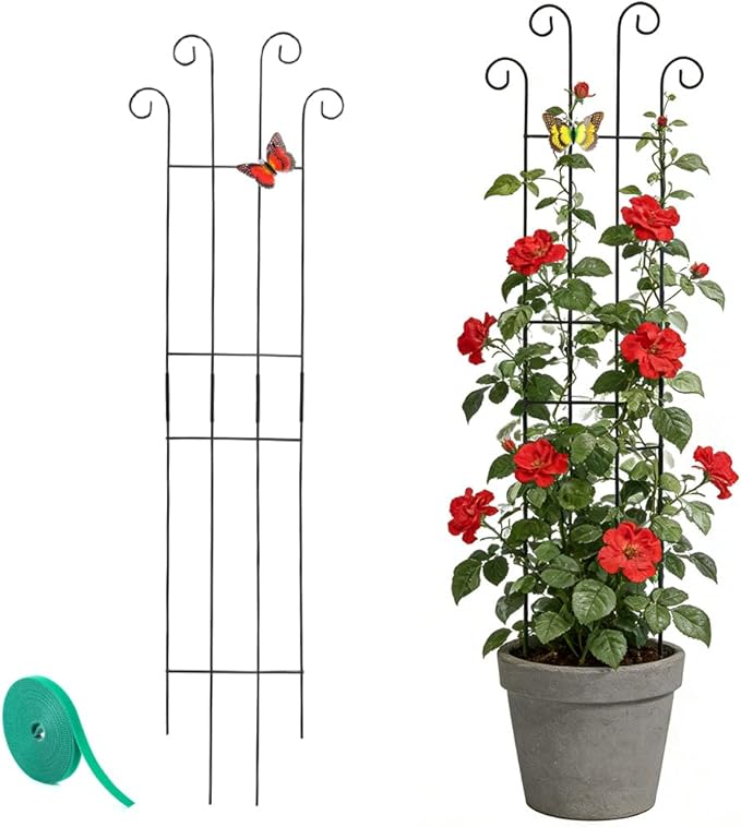 32.6inch Plant Trellis for Climbing Plants Indoors & Outdoor, Garden Trellis for Potted Plants, Rust-Proof Metal Sturdy Yet Gentle Climbing Stakes Support for Ivy Pothos Hoya Monstera (2pcs)