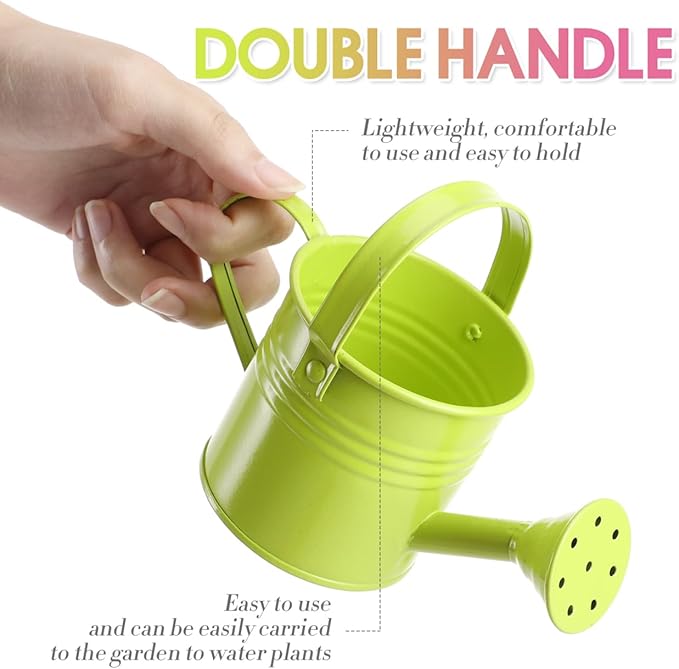 DOITOOL Metal Watering Cans, 5Pcs Kids Gardening Water Pots, Iron Watering Can Garden Watering Bucket for Gardening Plants Flower (Mixed Style)