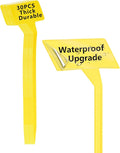 Yellow 30 Pack Outdoor Tall Plant Label, Large Waterproof Plastic Plant T-Type Tags, Durable Nursery Garden Markers, Perfect for Herbs, Flowers, Vegetable with Marking Pen (Height 11.8'')