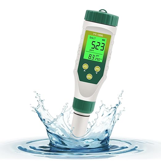 PH Meter & TDS Meter 5 in 1 Water Tester pH/TDS/EC/Salt/Temp Meter,PH Meter for Water with LCD Backlit,pH Tester Digital for Drinking Water.