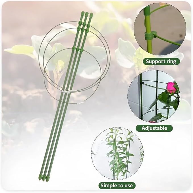 3 Pack Tomato Cage Plant Support Climbing Plant Support for Garden Plants Supports 18 inches Small Tomatos Cages Trellis with Adjustable Rings Garden Pots Tomato Trellis Rings for Climbing Plants