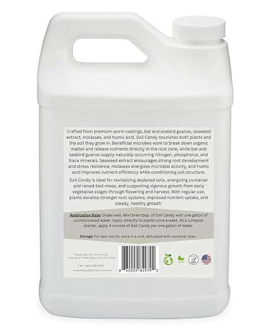 Worm Castings Tea Plant Juice with Bat and Seabird Guanos. Soil Candy, Gallon with Seaweed Extract and Humic Acid Restorer - Plant Fertilizer - Compost Starter (Gallon)