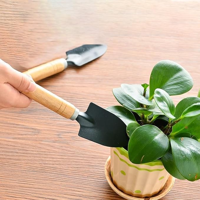 Garden Tools Set, 3 Pack Heavy Duty Gardening Tools Set Include Garden Shovel, Transplant Trowel and Hand Rake with Ergonomic Handle, Aluminum Alloy Lawn for Planting