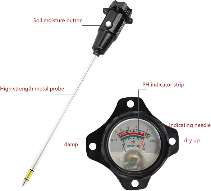 Long Probe Deep Soil Moisture Meter 2 In-1 Tester-Professional Test Hygrometer For Large Gardening Farming Soil Meter Digital For Indoor Gardening Outdoor Long Probe Tester