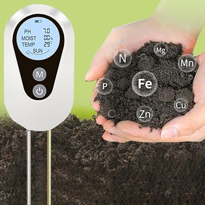 For Garden Lawn and Farm Soil Test Kit 4 in 1 with Soil Moisture Meter PH Meter Temperature and Sunlight Meter