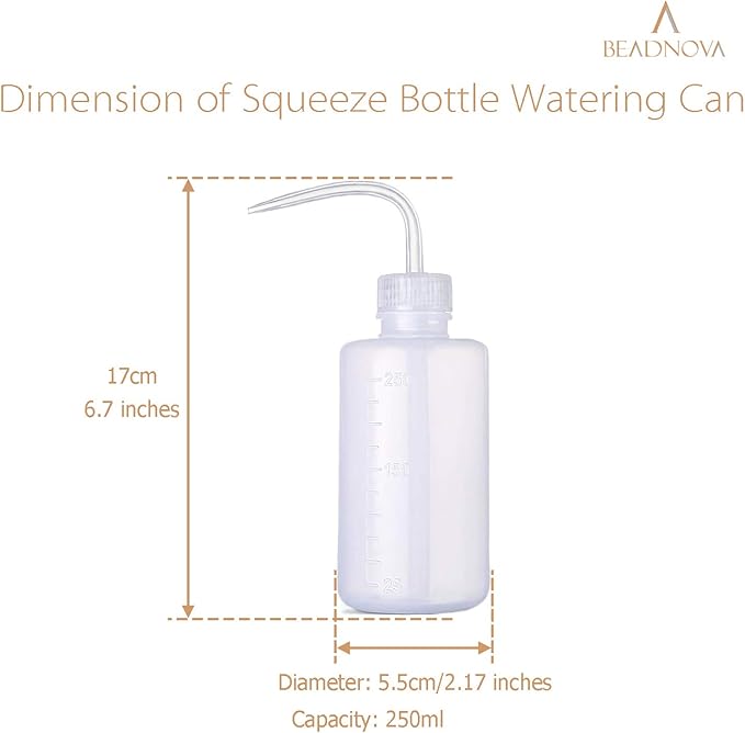 BEADNOVA Squeeze Bottle Plant Watering Bottle 250ml 8oz Small Wash Squeeze Plastic Small Watering Can for Indoor Plants Succulent Can (3pcs)