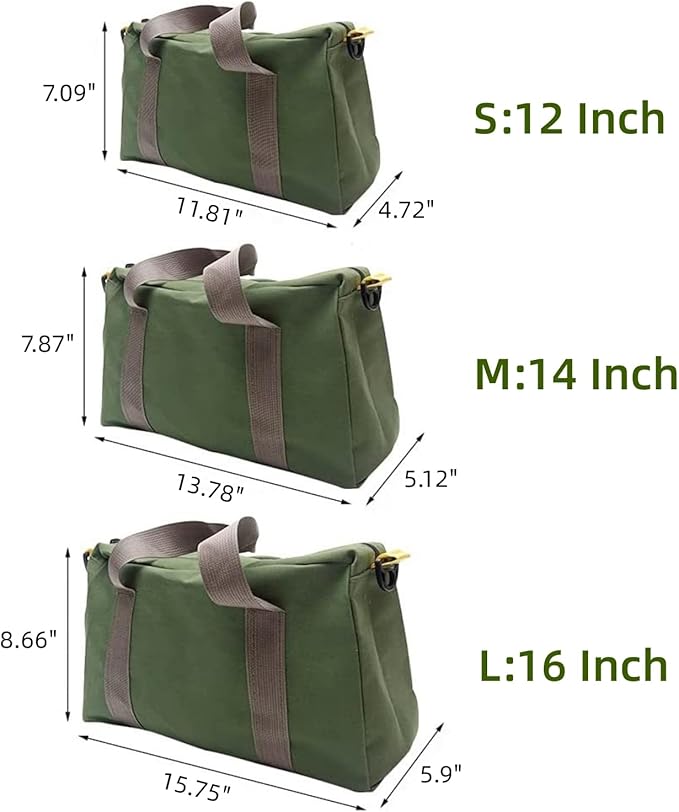 18 Inch Wide Mouth Tool Bag, Heavy Duty Canvas Tool Storage Bag for Men, Large Capacity Tool Tote Bag for Electricians, Power Tool Organizer Pouch