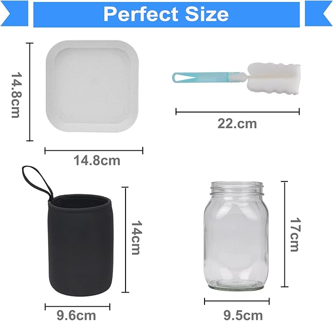 4Pack Sprouting Kit,1000ml Sprouting Jar with Mesh Lids and Stands, Microgreens Sprouts Growing Kit, Broccoli Sprouts Seeds Sprouting Jars with Screen Lids,Blackout Sleeves, Tray