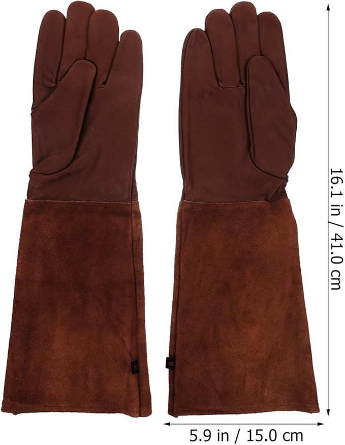 Thorn Proof Gardening Gloves for Women and Men Long Brown Puncture-resistant Gloves Protective Sleeve for Outdoor Garden Work