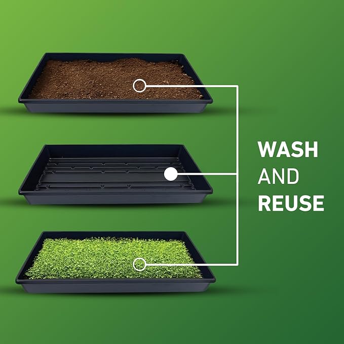 10x20 Inch Black Plastic 100 Pack Plant Propagation Tray – Growing Trays for Garden, Planting, Seedling, Soil & Hydroponic Horticulture - Microgreen Trays Grow Plants - No Drain Holes