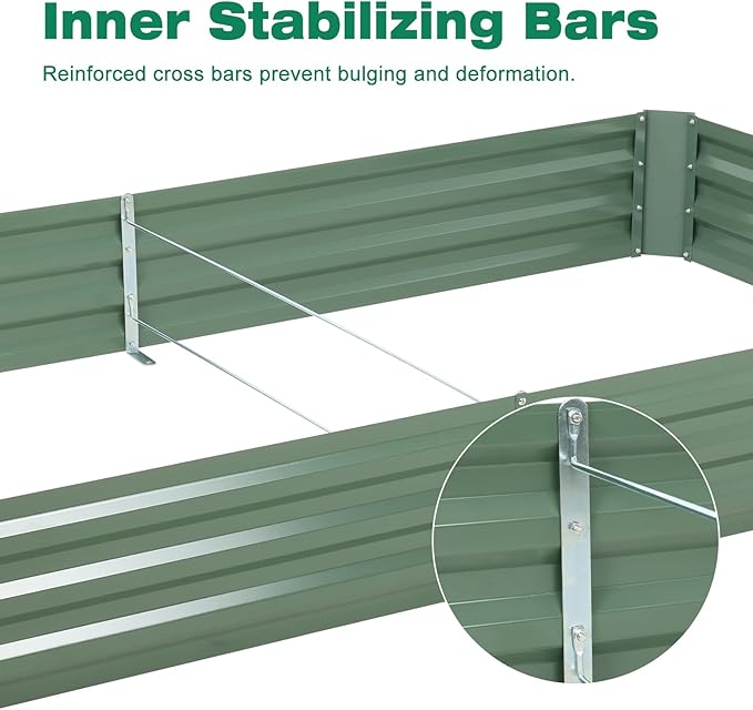 Aoodor 8 x 4 x 1 ft Outdoor Raised Garden Bed, Reinforced Galvanized Steel Planter Box for Vegetables, Herbs, and Flowers