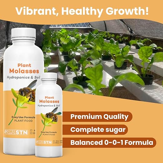 Liquid Molasses, Horticultural Plant Food, Hydroponics and Soil Amendment, Improves Microbial Activity and Nutrient Uptake for Healthier Growth, by Nutry Plants STN (Gallon (128 oz))