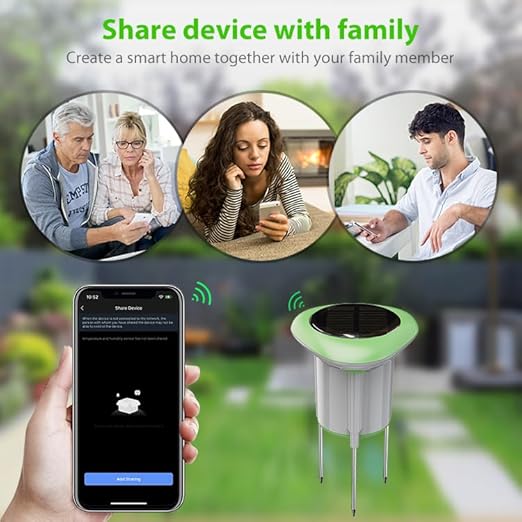 Smart Soil Meter 3-in-1, Soil Test Kit for Moisture, Light, Temperature & Fertility, Digital Sensor APP, Water Alarm for Garden, Farm, Lawn, Indoor
