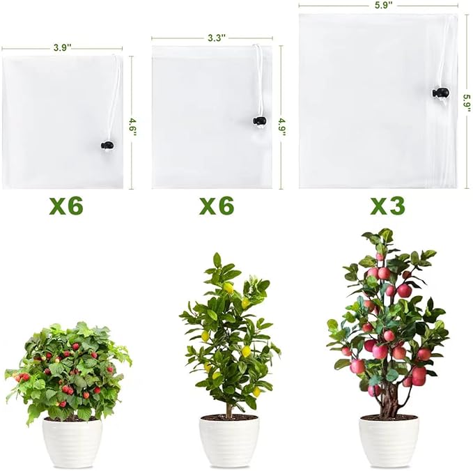 3 Pack Garden Plant Netting Fruits Blueberry Bushes Tomato Protection Netting Insect Netting Cover Bags with Drawstring 5.9‘ X 5.9' for Vegetables Fruits Trees (6Pack-3.9'X4.6')