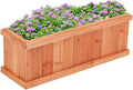 Giantex Raised Garden Bed Flower or Vegetable Planter Window Mounted Plant Box for Garden, Yard Wood Box for Planting (28"x10"x10")