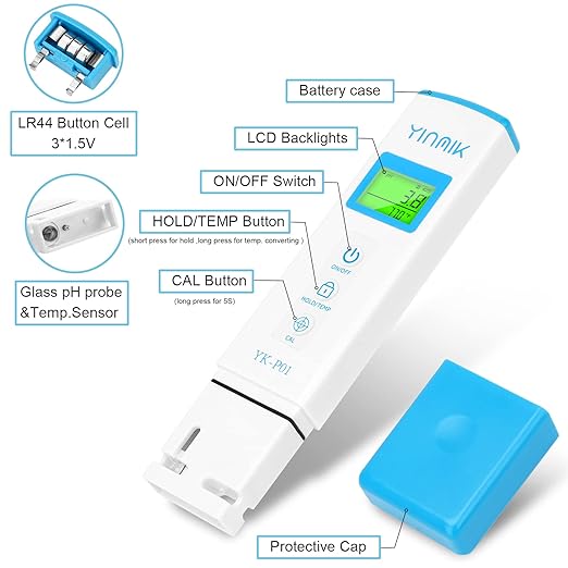 YINMIK Digital pH Meter TDS Meter Combo Accurate Measurement for pH TDS EC Temp with ATC, 2nd Generation Water Quality Tester with Horizontal Display for Hydroponic Swimming Pool Aquarium