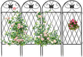 4 Pack Black Garden Trellis for Climbing Plants Outdoor 47” x 16” Climbing Rose Trellis Wrought Iron Trellis Ivy Cucumbers Decorative Metal Flat Trellis