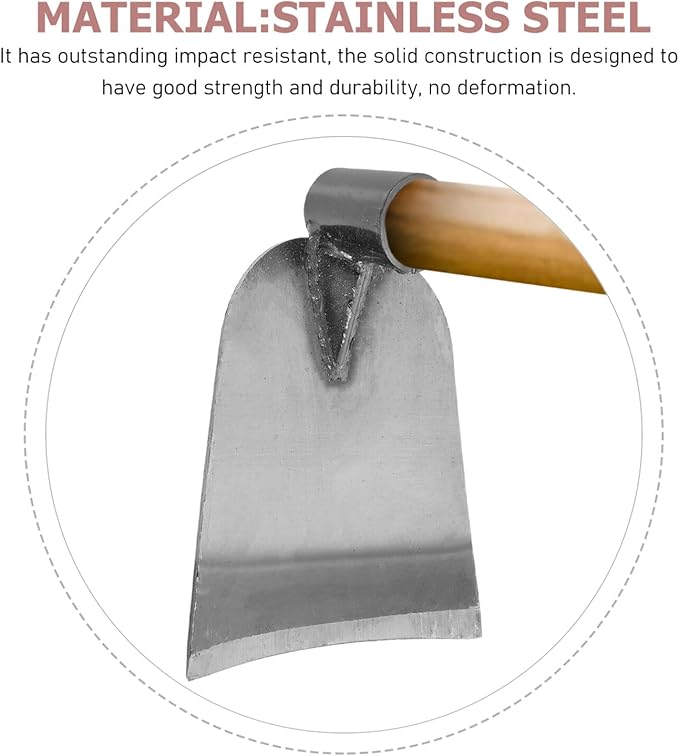 BESPORTBLE Stainless Steel Garden Hoe Head 7.67In Durable Hand Tool for Weeding Digging and Soil Loosening Outdoor Gardening Gadget