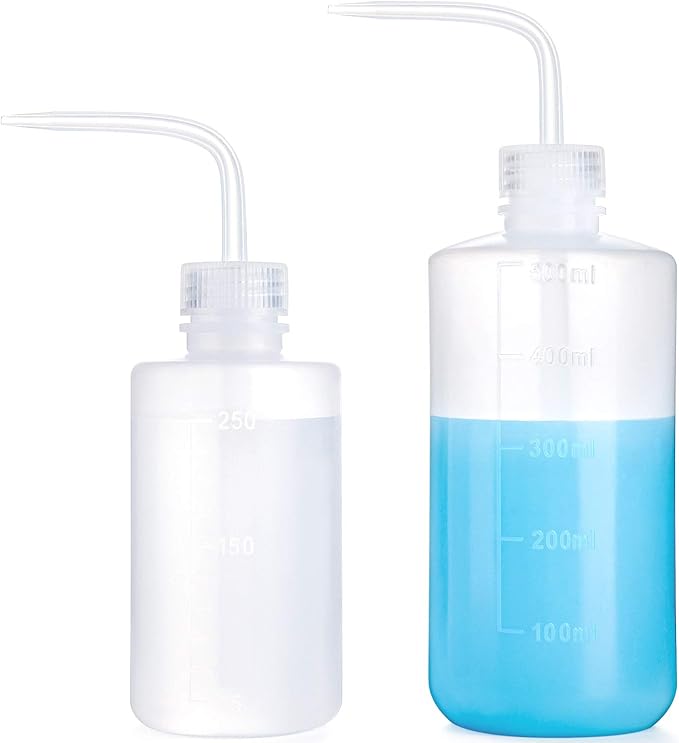 Mkono 2 Pack Watering Can - 250ML and 500ML Succulent Watering Bottle, Plant Flower Squeeze Plastic Bend Mouth Safety Wash Bottle, Small and Medium, White