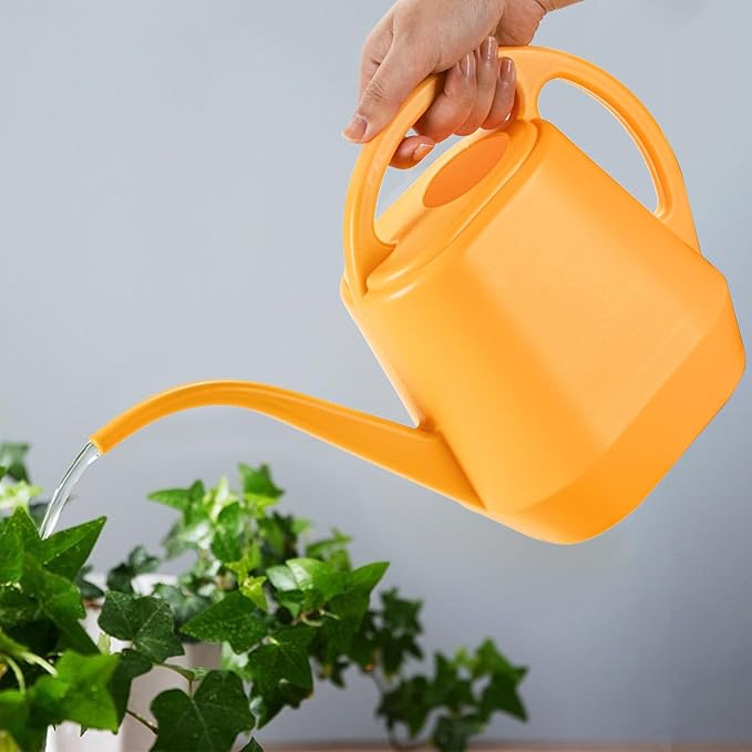 Fasmov Watering Can, 1/2 Gallon Plastic Watering Cans with Comfortable Handle, Small Garden Watering Cans Long Spout for Indoor Outdoor Watering Plants, Yellow