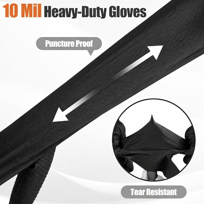 TREEGO 10 Mil Black Nitrile Gloves Bulk Case, 1000 Count Large — Heavy Duty Diamond Texture, Latex Free Disposable Gloves for Shop Teams, Mechanics, Industrial & Maintenance Workflows