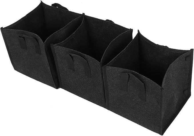 Fafeicy Plant Container 3Pcs Plant Growing Bag with Handles Black Square Felt Vegetable Fruit Flower Grow Container Garden Supplies ((5 gallons) 23.5 * 23.5 * 25)
