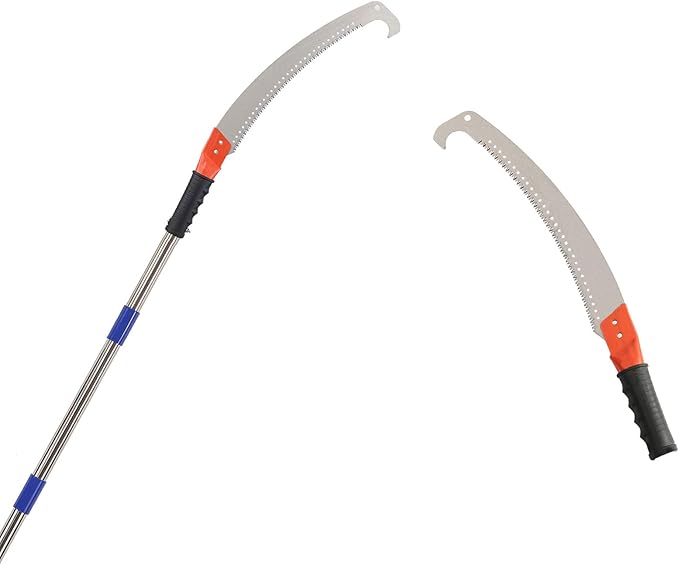 HOSKO 7.5FT Pole Saw for Tree Trimming, Long Extension Pruning Saw, Blade Tree Trimmer Pole, Manual Pole Cutter for, Yard Garden and Patios Trees Branches Cutting