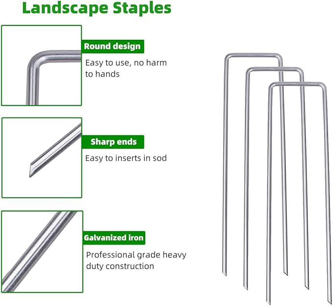 6 Inch 150 Pcs Hot-dip Galvanized U-Shaped Garden Stakes, Landscape Staples, Ground Stakes, for Decoration Weed Barrier Fabric, Irrigation Tubing, Holding Fence, Tarpaulin (150, 6 INCH)