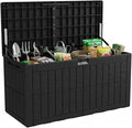100 Gallon Outdoor Storage Box, Black Resin Deck Box, Lockable, Weather-Resistant, 48x24x21 in, for Cushions, Pool Accessories, Garden Tools