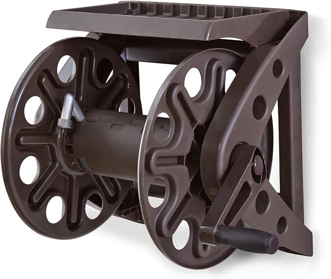 Liberty Basics 512 Wall Mounted Hose Reel with Shelf, Bronze