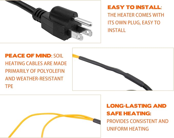 Soil Heating Cable 25 Ft Electric Soil Warming Cable Greenhouse Plant Soil Heater Cable Keep Soil Warm for Soil, Garden, Cold Frame