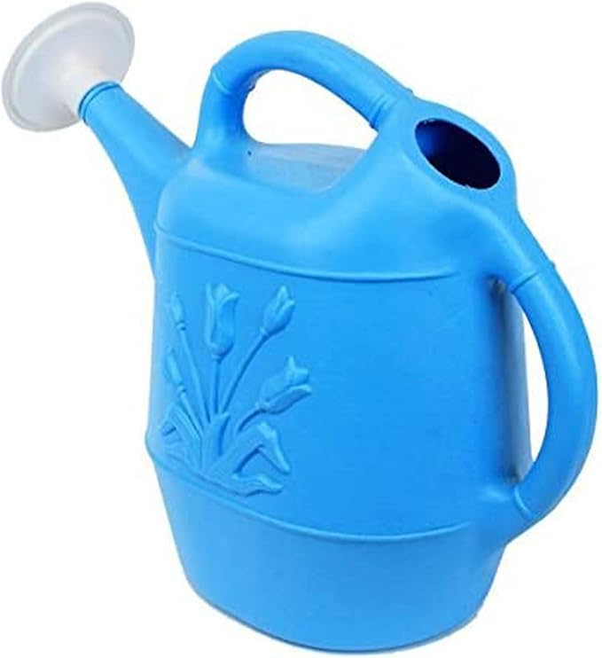 Union Products 63066 2-Gallon Plastic Indoor and Outdoor Watering Cans with Tulip Design, Caribbean Blue, Pack of 2
