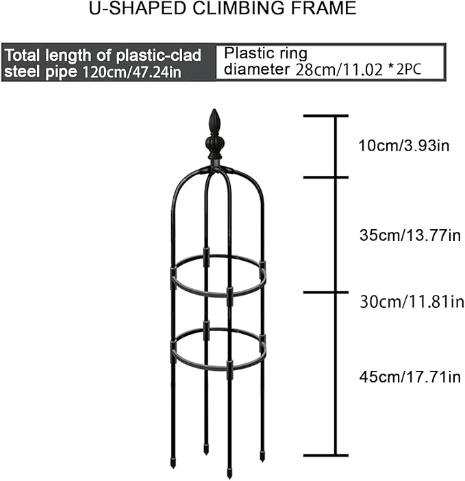 Tower Obelisk Garden Trellis, 3ft Tall Metal Obelisk Plant Support Gardening Climbing Frame for Outdoor Indoor Climbing Plants (1 Pack)