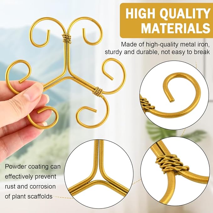 5 Pack Plant Stem Support Set, Reusable Iron Plant Stakes for Indoor Plants, Plant-Support-Stakes for Thriving Growth(Color:Gold)