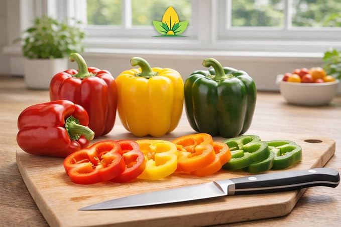 Sweet Bell Pepper Seeds Collection – Red Yellow Orange Green Bell Peppers – Vegetable Seeds for Home Garden Raised Beds & Containers