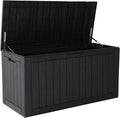 120 Gallon Outdoor Storage Box, Resin Deck Boxes Outdoor Waterproof For Patio Furniture, Garden Tools, Pool Supplies, Durable And UV Resistant, Lockable（Black）