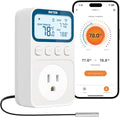 WiFi Plug in Thermostat Outlet, Temperature Controlled Outlet Space Heater, Duration Timer & Smart Memory Digital Temp Controller -40~212℉, IP67 Waterproof Probe for Incubator Homebrew Reptile