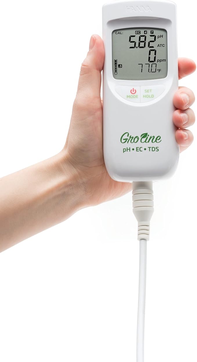 GroLine Hydroponic Waterproof pH/EC/TDS/Temperature Portable Meter