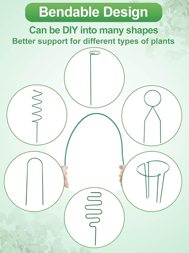 32ft Bendable & Cuttable Plant Stakes, Green Orchid Flower Stem Support Sticks with 800 Ties for Monsteras Money Trees Indoor Potted Plants Beans