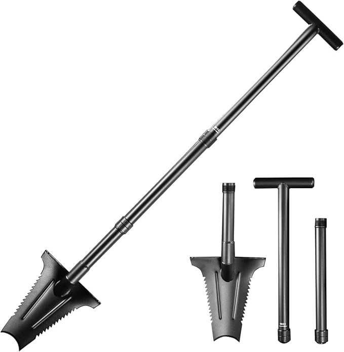 REDACMP 46" Metal Detecting Shovel, Spade Shovel Digging Tool with Double Serrated Blade, Sharpshooter Shoves for Landscapers Lawn Gardeners Relic Gold Prospecting, 31" & 46"