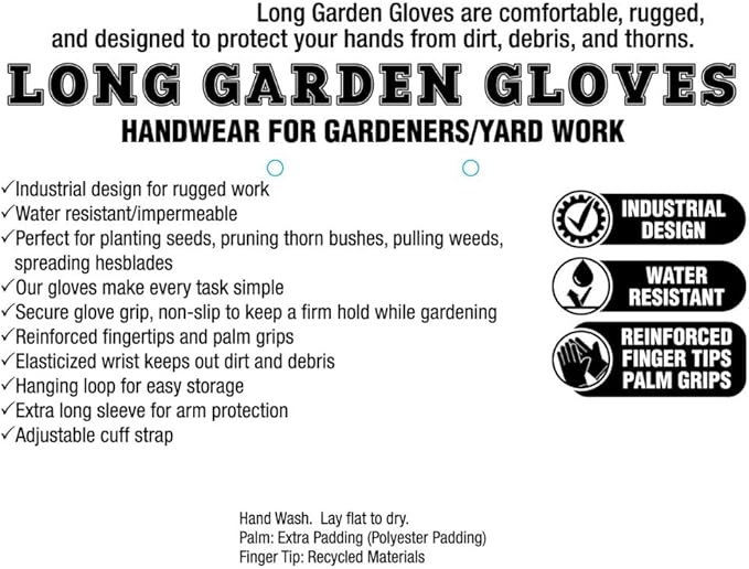 Two Lumps of Sugar Gardening Gloves - Short Length, Industrial Design Yard Gloves for Men and Women, Sizes S/M and L/XL