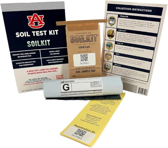 Soil Test Kit Powered by Auburn University | Alabama Resident | Discover Lawn, Garden and Food Plot Needs | Professional Custom Fertilizer Prescription for Your Yard or Garden Needs