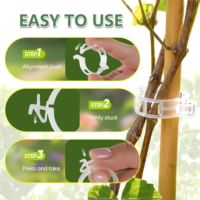 Plant Support Clips, Reusable Plastic Plant Clips for Securing Plants, Garden Clips for Climbing Plants, Plant Fixing Clips for Tomato, Grape and Vine Vegetables (300, Black)