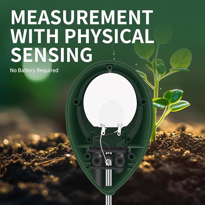 Soil Moisture Meter Water Content Tester Physical Sensing Measurement No Battery Required with Level 1~Level 10 Displaying for Plants and Soil in Garden Yard and Farm