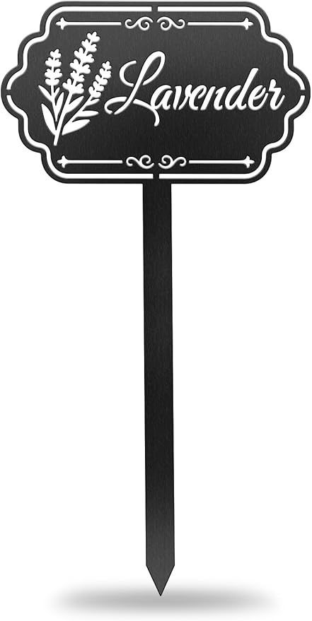 CUTHOLLOW Metal Plant Marker Stake Lavender for Outdoor Indoor, Waterproof 11.8 inch Cute Garden Plant Labels Sign Tag for Herb, Farmhouse Greenhouse Decor - Funny Gardening Gifts